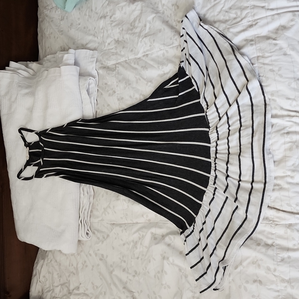 Gray/White Striped Sundress